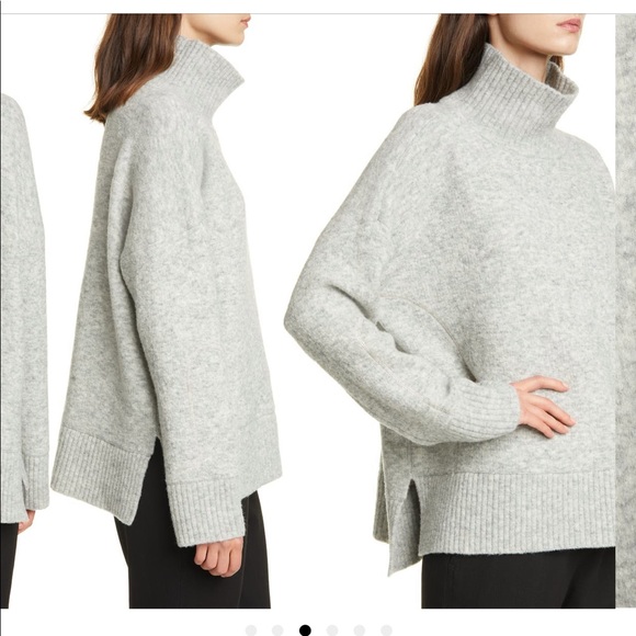 Club Monaco Oversize Turtleneck Sweater In Light Grey - Picture 3 of 9